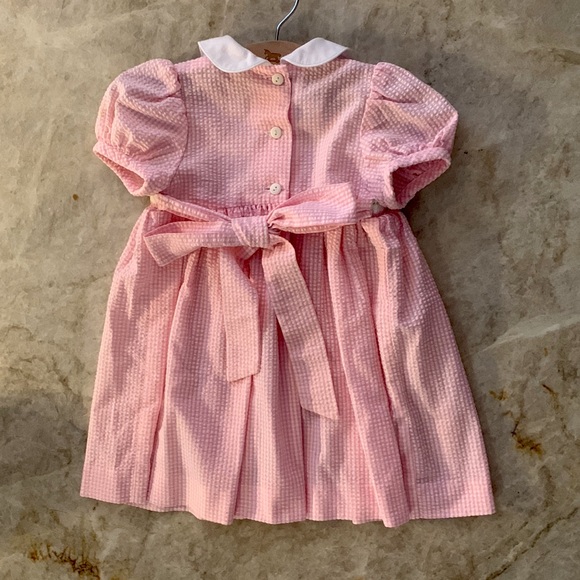 LULI & ME pink gingham smocked Bunny Rabbits Boutique dress Baby Girl 9M Easter - Picture 4 of 5